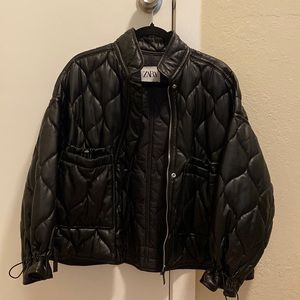 Zara quilted faux leather bomber